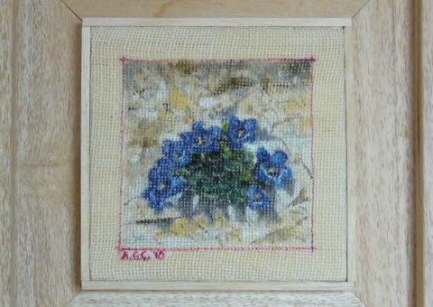 non solo appigli .... in parete (Catinaccio) - olio su tela 15x15 cm