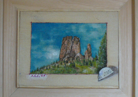 Torre Grande (Cinque Torri) - olio su tela 26x20 cm