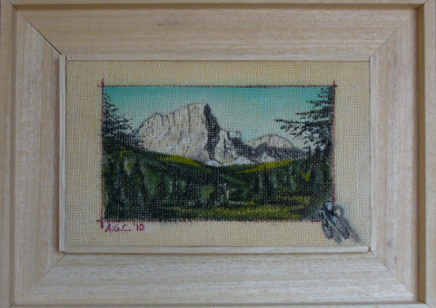 avvicinamento alla Torre Firenze (Odle) - olio su tela 25x15 cm