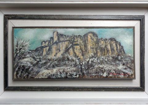 al centro Giorgione - olio su tela 38x15 cm