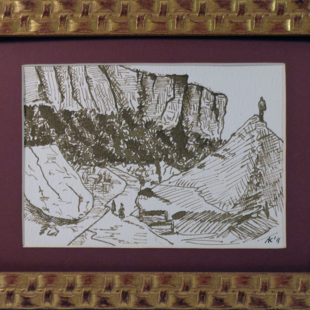 Bismantova retrò - china su cartone 18x13 cm