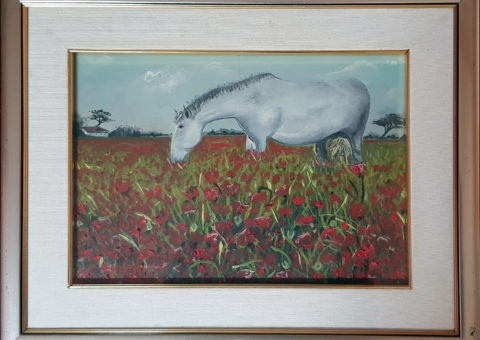 Campo di papaveri - olio su tela 33x24 cm