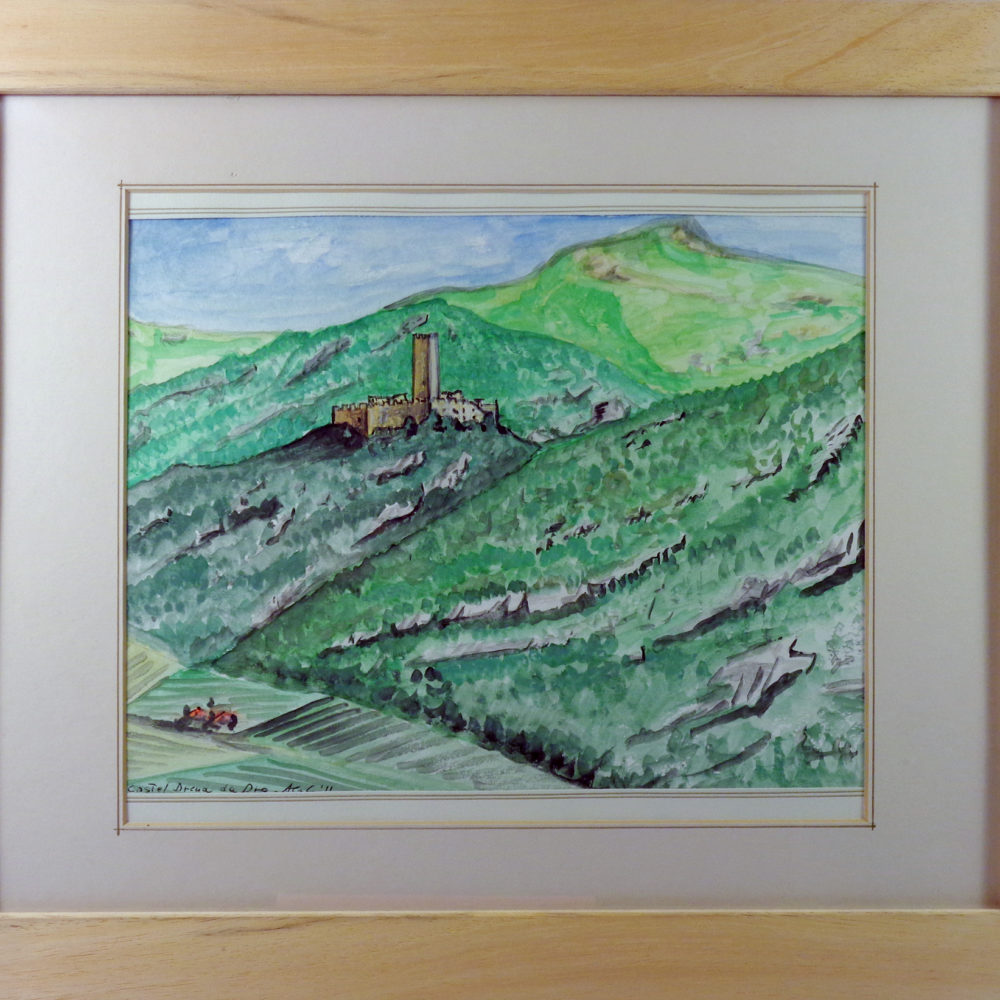 Castel Drena - acquarello su cartone 20x30 cm