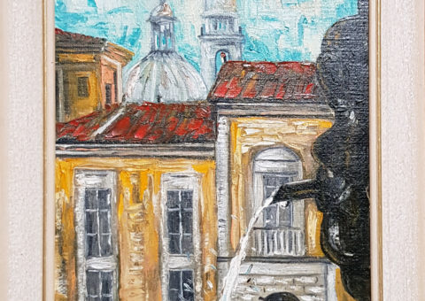 Piazza Prampolini (RE) - olio/spatola su tela 30x40 cm