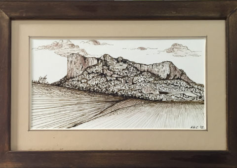 .... dalla Sassaia - china su cartone 25x13,5 cm (2012)