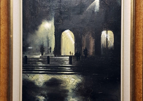 Teatro municipale (RE) - olio su tela di iuta 50x70 cm (1997)