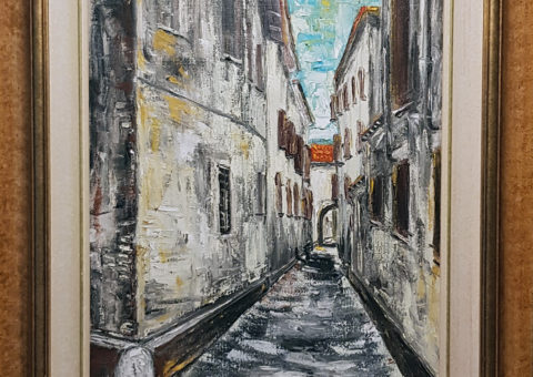 Via Chierici (RE)  - olio su tela di iuta 40x60 cm (1996)