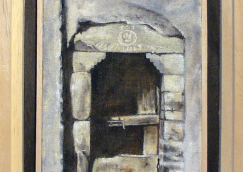 Portale con fregio gigliato (Savognatica) - olio su tela 15x30 cm