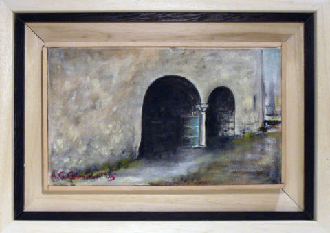 Porticato di Ca' Vecchia (Villa Minozzo) - olio su tela 15x25 cm
