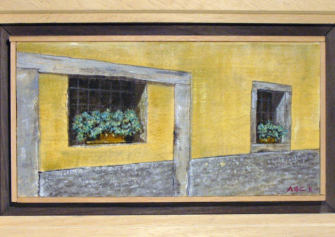 Via Roma, Dro (TN) - olio su tela 30x15 cm