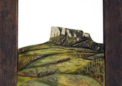 Bismantova da Felina -  altorilievo dipinto su pino cembro 20x22 cm