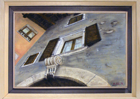 Via Portici, Dro (TN) - olio su tela 30x20 cm