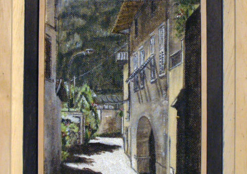Via Dr. Angeli, Dro (TN) - olio su tela 15x25 cm