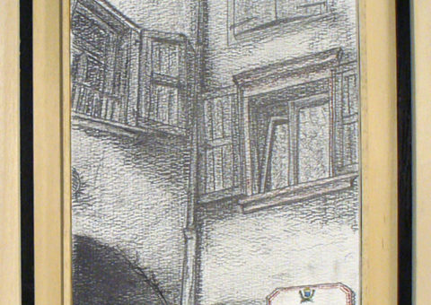 Vicolo della Pace, Dro (TN) - carboncino su cartone 20,5x31 cm