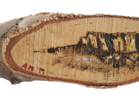 Pietra su betulla 3 - olio su legno 15x5 cm
