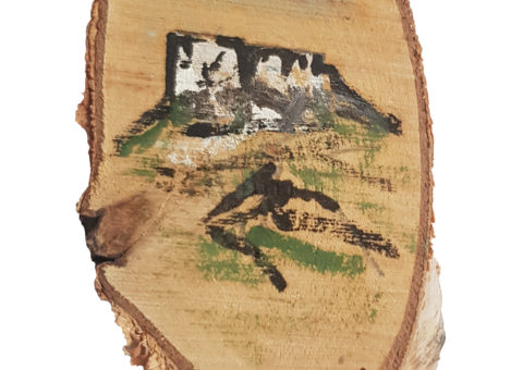 Pietra su betulla 4 - olio su legno 6x13 cm