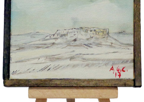 Pietra su cavalletto 1 - olio su tela 10x8 cm