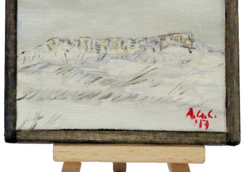 Pietra su cavalletto 3 - olio su tela 10x8 cm