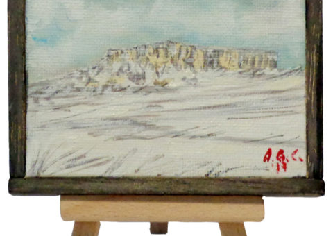 Pietra su cavalletto 4 - olio su tela 10x8 cm