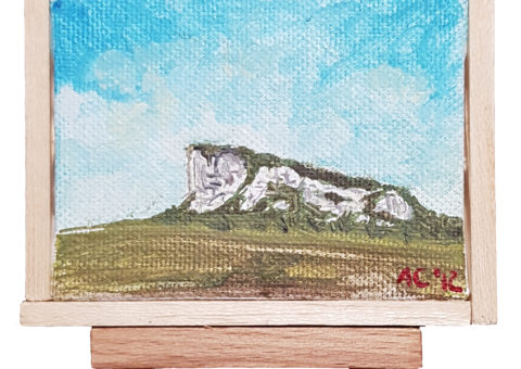 Pietra su cavalletto 6 - olio su tela 9x7 cm