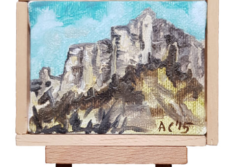 Pietra su cavalletto 7 - olio su tela 9x7 cm