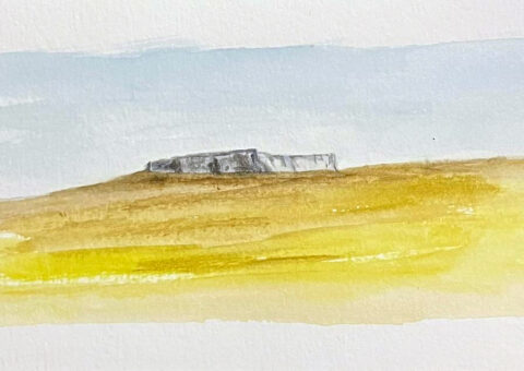 Bismantova - acquarello su cartone 25x10 cm
