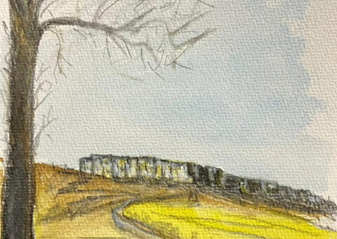 Dal Monte - acquarello su cartone 15x21 cm