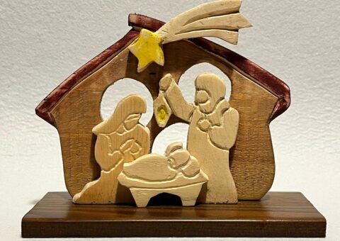 Presepe - scultura su cirmolo 21x17x18 cm