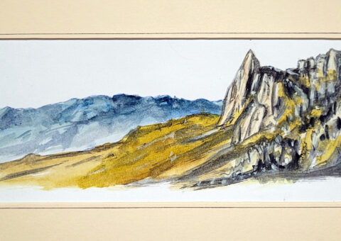 Secondo Studio per Skyline 32 (Beffelan) - acquarello su cartone 28,5x10,5 cm